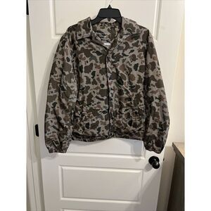 American Eagle Women Windbreaker Jacket Small Green Camo‎ Snap Collar Pockets